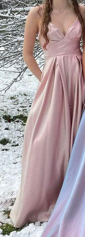B. Smart Pink Sparkly Prom Dress thumbnail 1