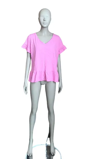 Pink Ruffle Short Sleeve Top thumbnail 2