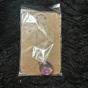 Handmade Purple flower and butterfly necklace‎ thumbnail 2