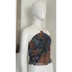 Romwe Whimsigoth Mesh Halter Top Beaded Sun Moon Print Boho Hippie Grunge Y2K Fest XL thumbnail 4