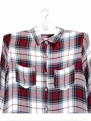 ANTHROPOLOGIE THREAD & SUPPLY Women’s Plaid Flannel Tunic Shirt Dress Size Large thumbnail 3