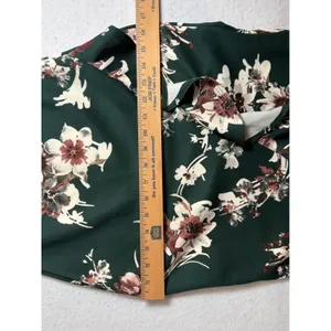 Windsor Green Floral Cowl Neck Ruffle Slit Midi Dress NWT Medium thumbnail 10