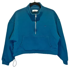 Set Active Blue Cotton Cropped Quarter Zip Sweatshirt - size Small thumbnail 1