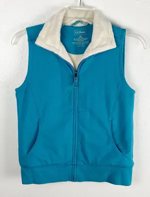 L.L. BEAN Aqua Blue Fleeced Lined Full Zipper Vest Size XS Hiking Outerwear Cozy thumbnail 1