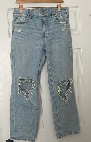 American Eagle super hi rise ankle straight jean thumbnail 1