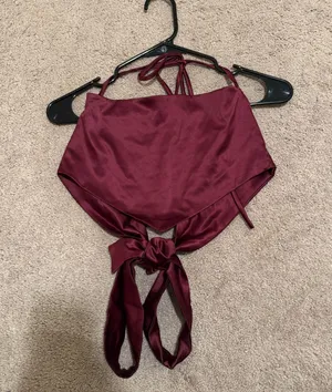 Windsor Halter Bandana Satin Tie Back Top thumbnail 2