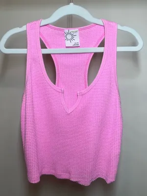 Aerie pink waffle knit tank top in XS #activewear #waffle thumbnail 1