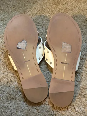 Dolce Vita Cream Crossband Slide Sandals with Silver Studs thumbnail 3