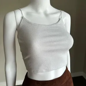 Garage White Ribbed Bungee Cropped Cami Size Small thumbnail 2