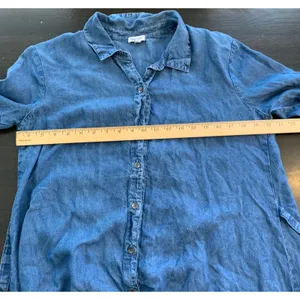 Splendid Denim Chambray Tunic Shirt Dress Tie Waist Long Sleeve‎ Blue Medium thumbnail 6