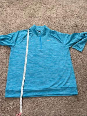 Nike Running Dri Fit Womens Large 1/4 Zip Blue Stretch Long Sleeve thumbnail 8