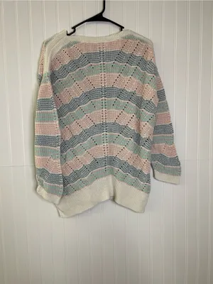 L.L. Bean Pastel Chevron Knit Sweater Size Medium thumbnail 5