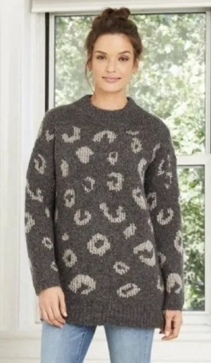 Universal Threads Gray Leopard Print Sweater NWT Women's Large thumbnail 1