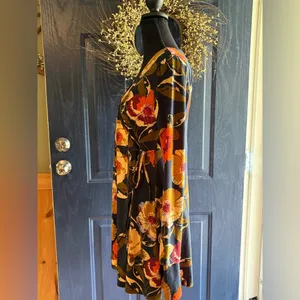 Altar'd State Orange and Yellow V-Neck Bishop Sleeve Sundress thumbnail 3