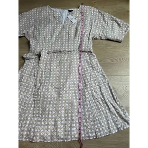 NWT Ann Taylor linen blend‎ dress geometric print belted waist v-neck size 6 thumbnail 6