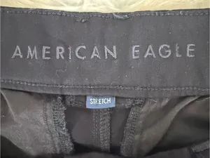 American Eagle Super High Rise Wide Leg Pants Size 8 Black Stretch Trousers thumbnail 4