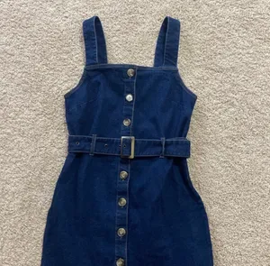 H&M dark denim midi dress. S thumbnail 2