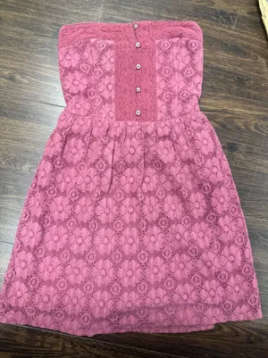 Abercrombie & Fitch Strapless Floral‎ Lace Mini Dress - Mauve / Plum (Size S) thumbnail 1