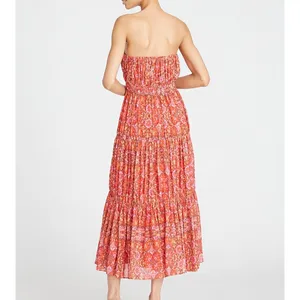 NEW Amur Mariana‎ Rosewood Paisley Floral Strapless Cocktail Tiered Midi Dress 6 thumbnail 2
