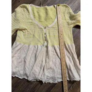 Free People Boho Hippie Bell Sleeve Peekaboo Lace Crochet Sweater Medium‎ thumbnail 5