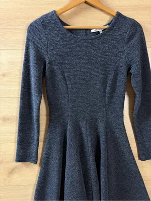 Collective Concepts Long Sleeve Fit-and-Flare Dress in Charcoal Gray thumbnail 3