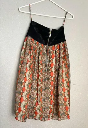 Alice+Olivia Black/Multi silk strapless mini dress, size 10 NWT $396 thumbnail 2