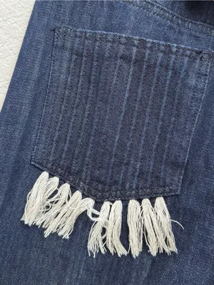 TORY BURCH Tilly Jean Fringe Pocket Dark Indigo High Rise Wide Leg Jeans Size 30 thumbnail 9