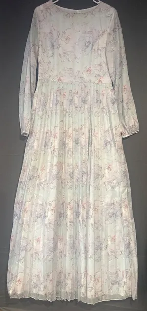 Lasaky Women Floral Pleated Maxi Dress Pastel Cottagecore Romantic Long Sleeve thumbnail 1