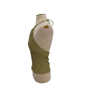 Andie Swim The Baja Top Sage Green Textured Halter Swim Top Size Small‎ thumbnail 5