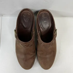 Ariat Women's Size‎ 6.5 Clogs Distressed Brown Leather Wedge Heel Western thumbnail 6