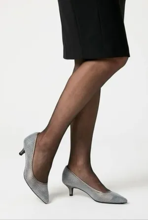 Mesh Sliver Heels Silver Size 8.5 thumbnail 1