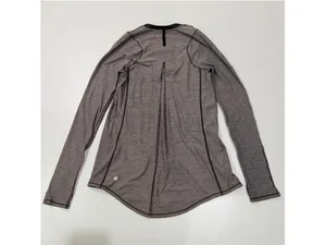 Lululemon Women’s Size 8 Long Sleeve Athletic Top Gray Black b13 thumbnail 2