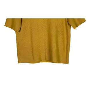 Zara Crop Ribbed Short Sleeve Mock Neck Raw Hem Crop Knit Top M Mustard Yellow thumbnail 4
