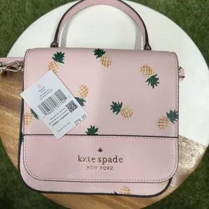 New Kate Spade Staci Square top handle pineapple crossbody bag pink‎ multi thumbnail 6