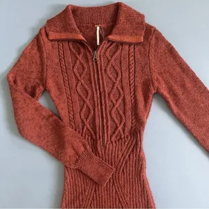 NWT Free People Mont Blanc Red‎ Jasper Cable Knit Sweater Mini Dress thumbnail 4