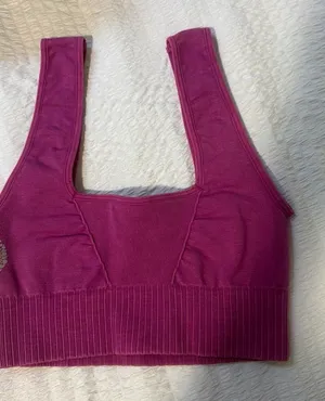 FP Movement by Free People Deep Pink Ribbed Wide-Strap Sports Bra thumbnail 1