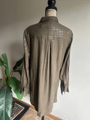 Anthropologie Maeve Sequin Button Down Top Size Large NWT thumbnail 11