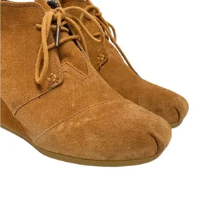 TOMS Brown Lace up‎ Wedge Ankle Booties 8.5 thumbnail 2