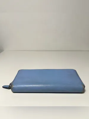 Coach Periwinkle Light Blue Leather Accordion Continental Zip Around Long Wallet thumbnail 6