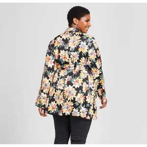 Ava & Viv Womens Floral‎ Duster Cardigan Black Multi Long Sleeve Tie Waist 2X thumbnail 2
