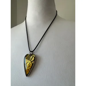 Retro Steampunk Resin Heart Clockwork Pendant Unisex Necklace w/ Black Cord thumbnail 5