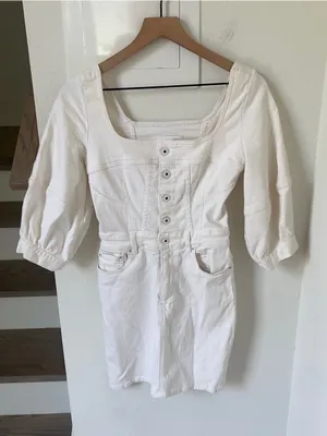 JONATHAN SIMKHAI STANDARD Poppy Puff-Sleeve Denim Mini Dress- White thumbnail 2
