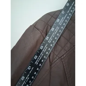 Christopher & Banks Jacket Brown Faux Leather Zip Up Pockets Women's size L thumbnail 5