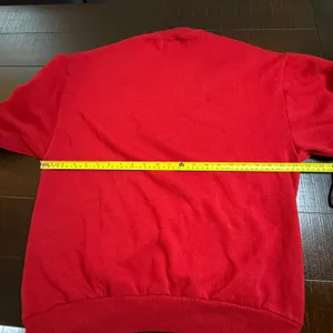 Vtg 90s Jerzees Sweatshirt L Red Patchwork Quilt Hearts Grandmacore USA Made thumbnail 7