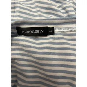 Merokeety Striped T Shirt Dress Blue/White Size L thumbnail 6