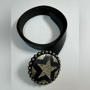 Vintage Cowboy Decor Lonestar Stud Leather Belt Rhinestone Buckle 36 Studded thumbnail 11
