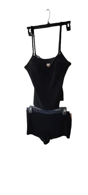 Gilligan O'Malley Womens Black Velvet Chemise and Matching Shorts Sleepwear Set thumbnail 7