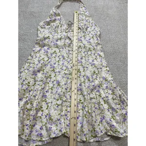 Maeve by Anthropologie Cream Halter Mini Dress with Lavender Floral 100% Viscose thumbnail 14