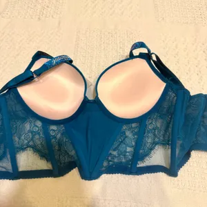 NWT Victoria’s Secret 34B rhinestone strap lace push up corset BC2 3303 thumbnail 10