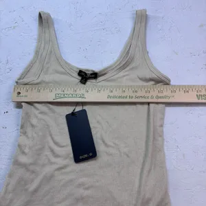 Shinestar Ribbed Tank Bodysuit Beige Nude Sleeveless Stretch Rayon Size Small thumbnail 12
